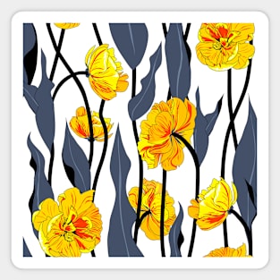 double tulips and blue-gray foliage Magnet